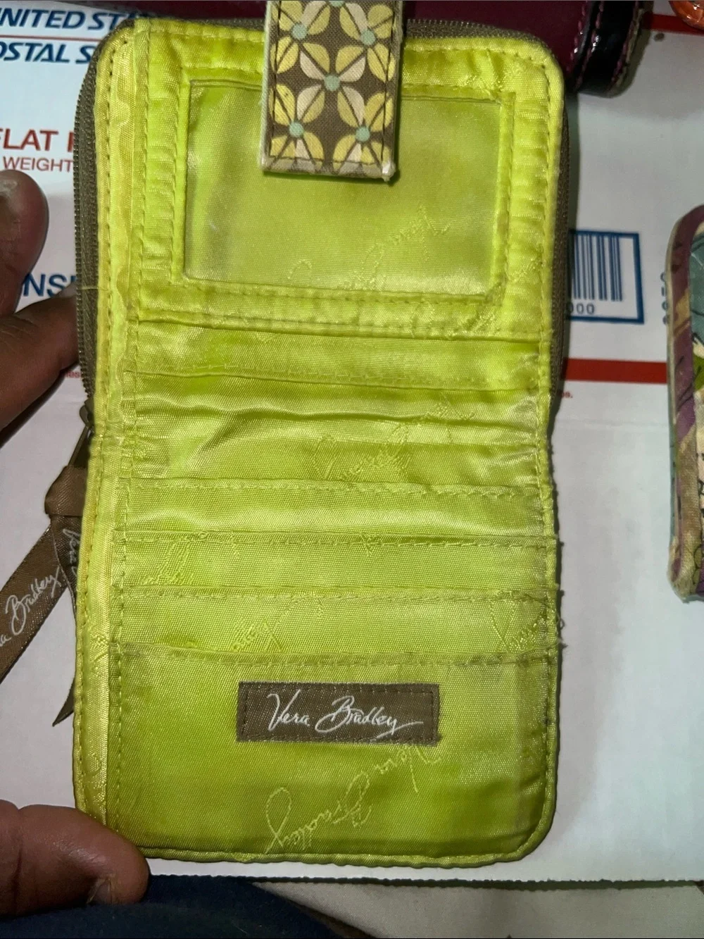 Vera Bradley Lime Green Floral-Trim Zip Wallet - Picture 2 of 6